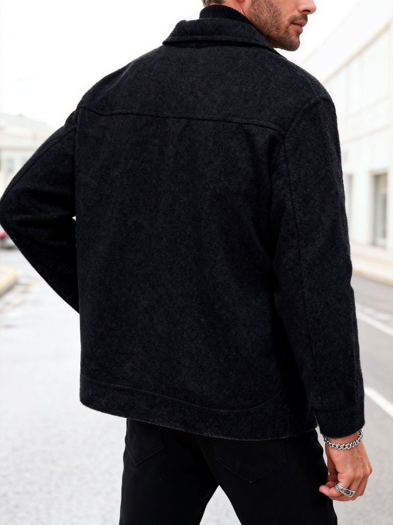 Men's Slim Fit Wool Blend Peacoat Single Breasted Notch Lapel Jacket For Autumn Winter Casual Business Wear (Grey, Black, Khaki, Beige)_voghion.com