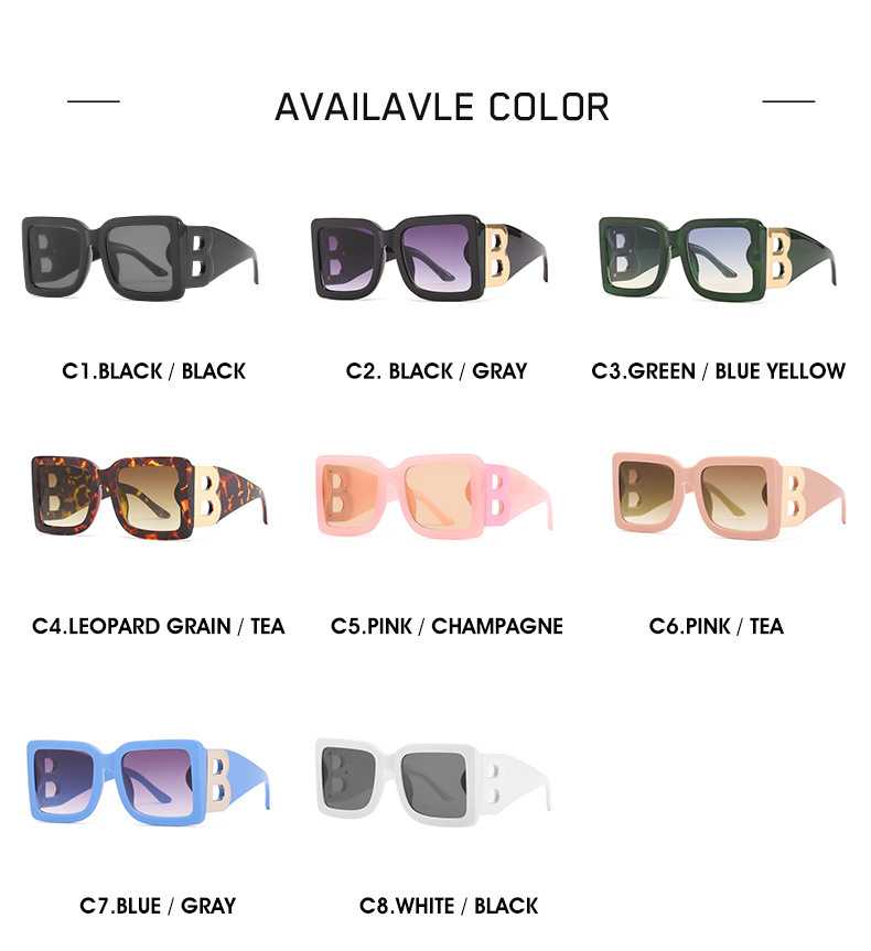 Suured ruudukujulised päikeseprillid, naiste suured raamid B-tähega päikeseprillid meeste kaubamärgiga disainervarjud_voghion.com