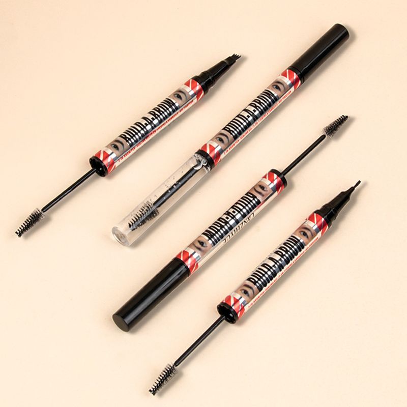 Eyebrow Enhancers Cosmetics LANZHIYUE Double Headed Four Pronged Eyebrow Pencil + Eyebrow Shaping Cream Quick Drying Waterproof Liquid Eyebrow Pencil_voghion.com