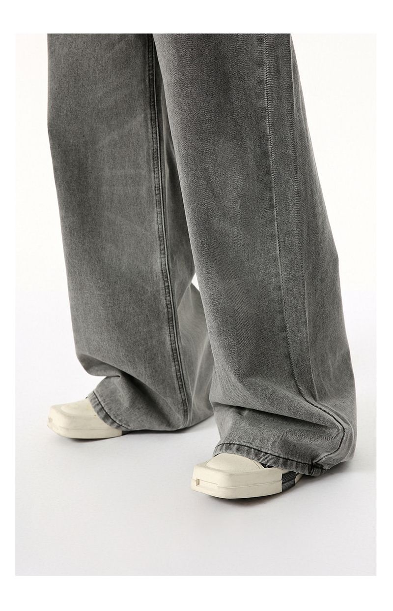 EF JEANS | 2025 New American Niche Retro Belt Adjustable Straight Loose Grey Jeans_voghion.com