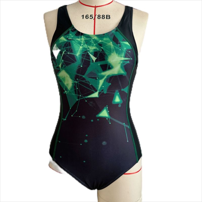 Nuevo traje de baño de competición europeo y americano para mujer. Bañador deportivo de una pieza ajustado con estampado de rayas._voghion.com