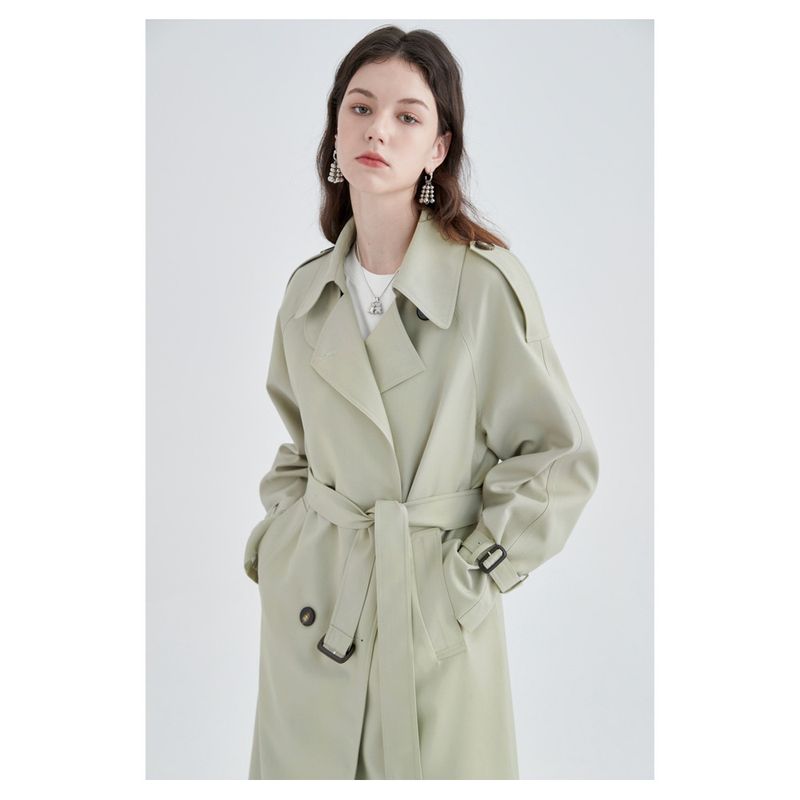 popular British trench for women in spring autumn, medium to long length, small, casual, high-end, and stylish coat_voghion.com
