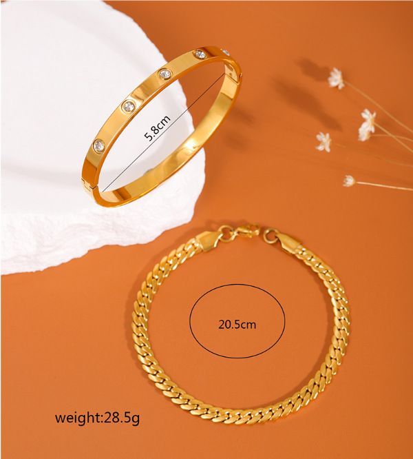 1 Set Stylesch Einfach Diamant Kette Temperament Männer Bracelet Set_voghion.com