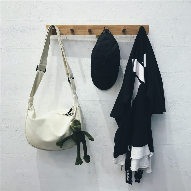 Korean version dumpling shopping women's student solid color single shoulder crossbody bag, canvas bag_voghion.com