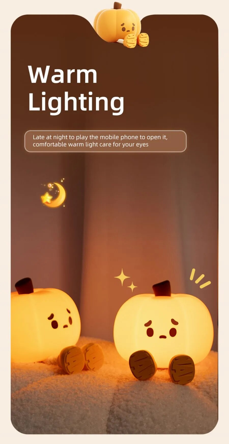 Luces nocturnas de calabaza para Halloween, lámpara segura de silicona suave, decoraciones con temporizador, decoración de cabecera regulable, regalos de Halloween para bebés y niños_voghion.com