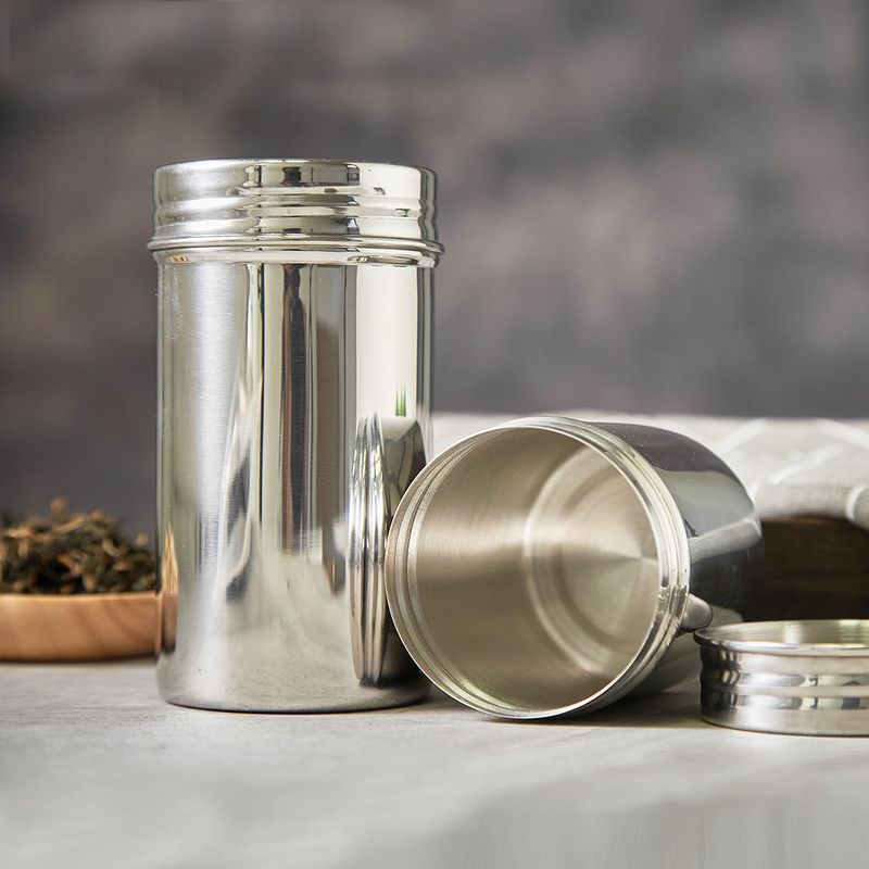 Stainless Steel Sealed Storage Jar, Portable Airtight Food Storage Container Canister for Coffee Beans Flour Cereal Suga_voghion.com