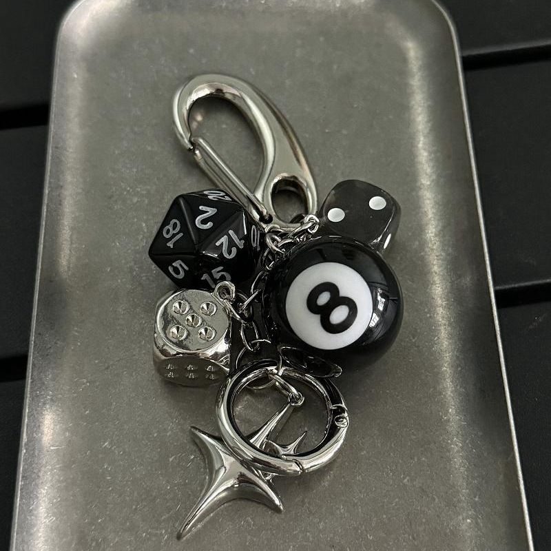 Men And Women's Jewelry Ironworks Original Dice Black 8 Beaded Bag Charm Handmade Trendy Design Keychain Accessory For Outfit Styling_voghion.com