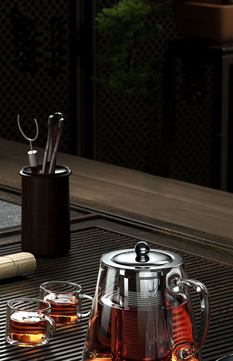 Heat Resistant Glass Teapot With Stainless Steel Tea Strainer Infuser Flower Kettle Kung Fu Teaware Set Puer Oolong Pot_voghion.com