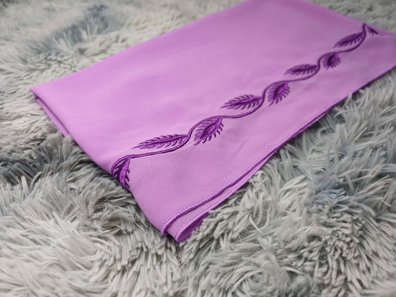 Damenmode Street Chiffon langes muslimisches besticktes rosafarbenes Rundhalskleid mit Hijab_voghion.com