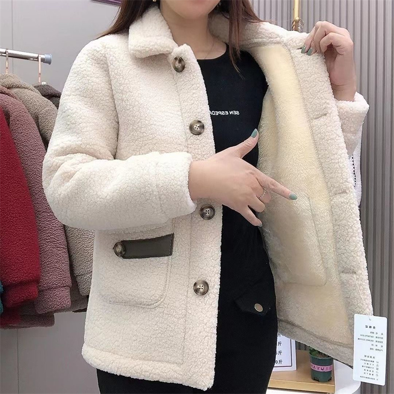 Herbst Winter 2023 Neue Frauen Nachahmung Lamm Wolle Jacke Thicke Warme Tasche Zuhälter Pelzmantel Weibliche Baumwolle Gefütterte Jacke_voghion.com