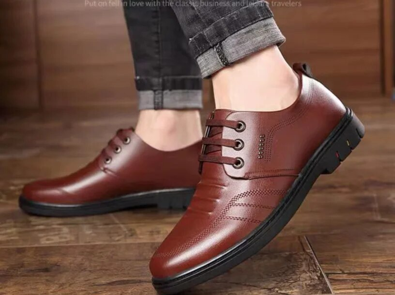 Mocassins Derby en cuir verni pour hommes, chaussures décontractées à bout pointu_voghion.com