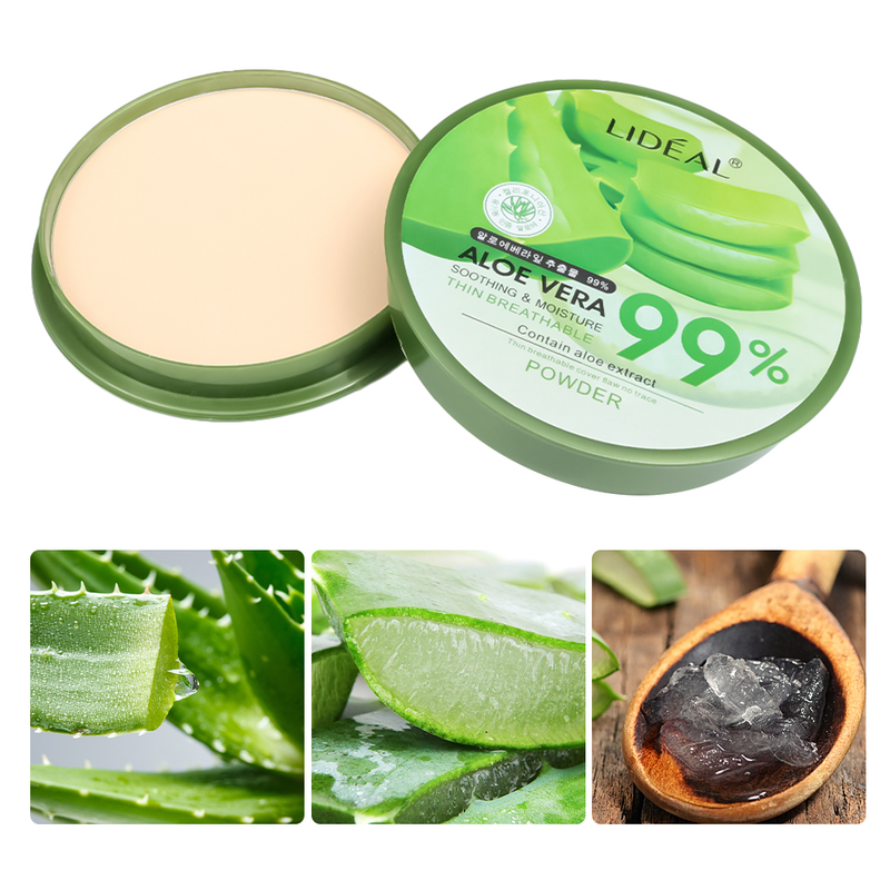 Waterproof 99% 1PC Aloe Vera Moisturizing Face Powder Smoothing Pressed Powder Breathable Makeup Concealer_voghion.com