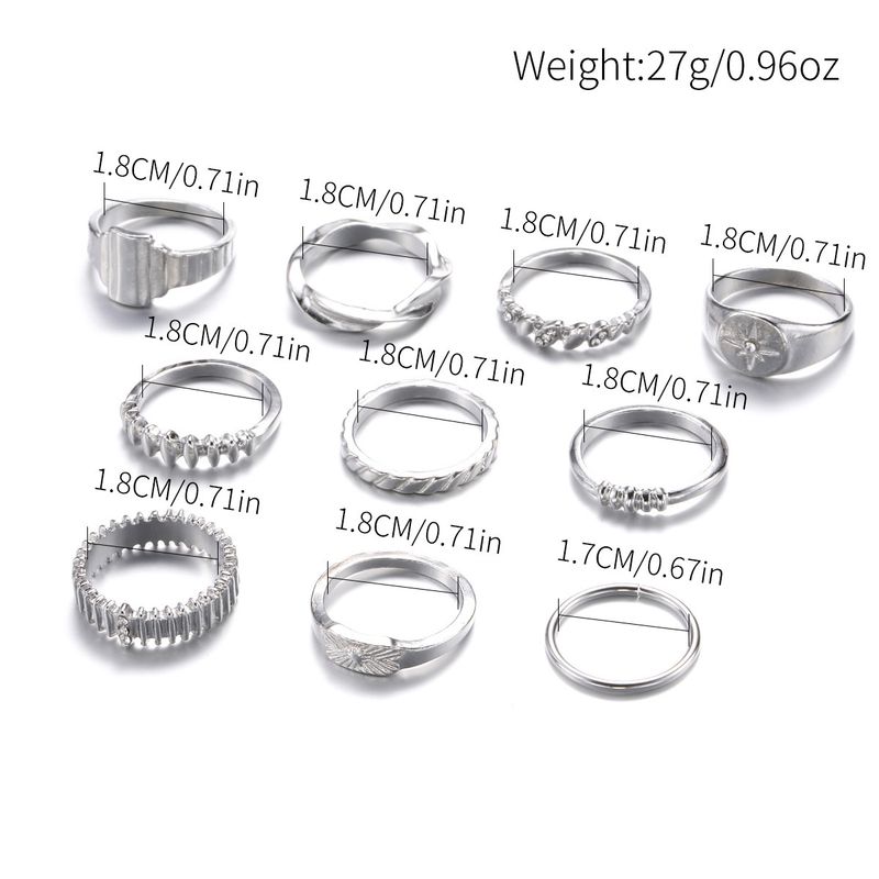 Anello con fiore inciso in lega di zinco elettroplaccato Ins per donna, personalità alla moda_voghion.com
