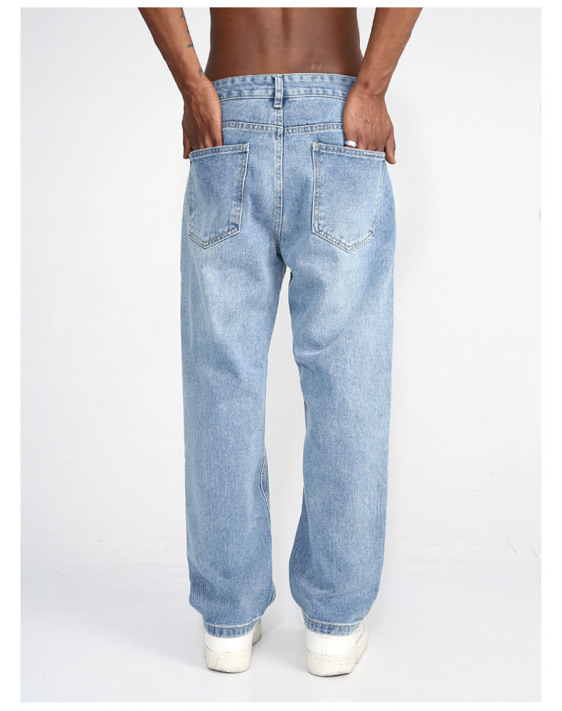 Denim | 2023 New Korean Edition Straight Barrel Slim Fit Small Feet Cropped Jeans Unisex Light Blue_voghion.com