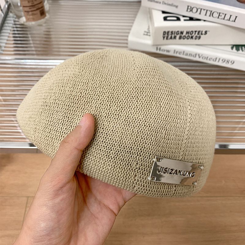 Berretto nero in stile coreano per donna, primavera ed estate, tessuto traspirante, reversibile, berretto sottile in avanti, testa grande_voghion.com