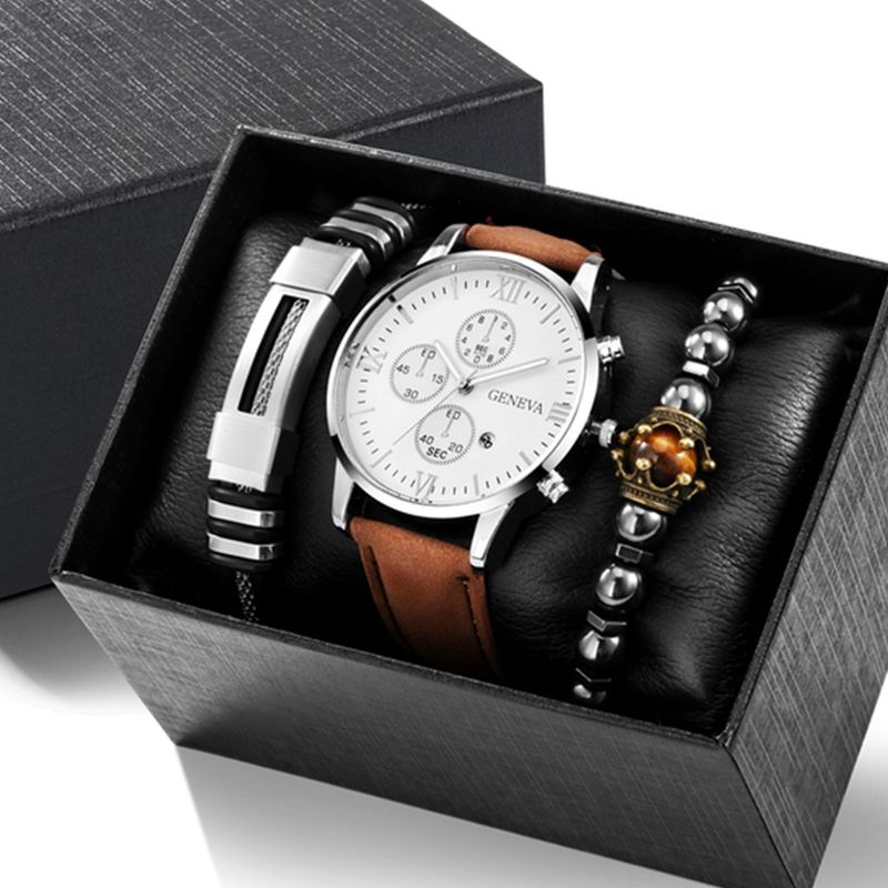 Herren Business Geburtstagsgeschenk Armband Halskette Uhr Set 3 Stück/Set_voghion.com
