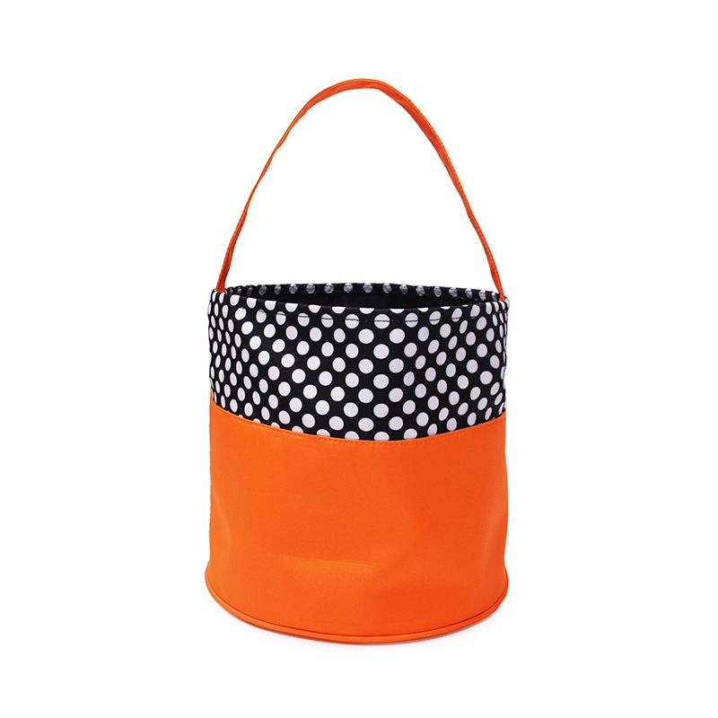 New Halloween candy bag black and white plier cloth hand basket candy storage bucket holiday decoration gift bucket_voghion.com