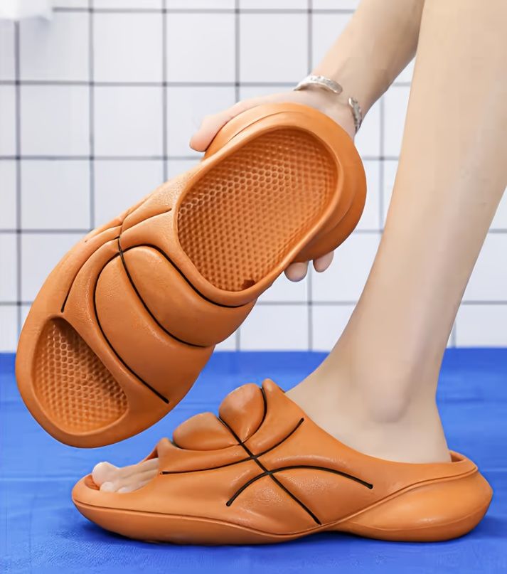 Chinelo masculino ultraleve e durável em EVA - Antiderrapante, respirável e com biqueira aberta, ideal para praia e ambientes internos, listrado laranja/cor sólida_voghion.com
