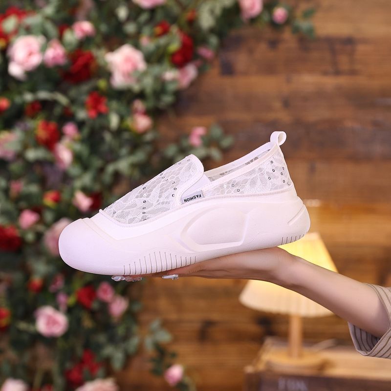 Scarpe casual traspiranti con suola spessa e rialzante, alla moda, estive 2025, per studenti coreani, piccole e bianche, da donna_voghion.com