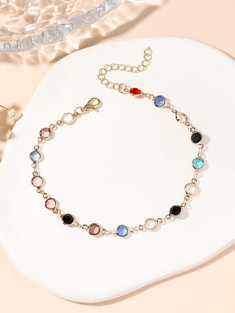 Fashion Simple Double Layer Inlaid Diamond Anklet For Women, Unique Creative Heart Pendant Beach Chain_voghion.com