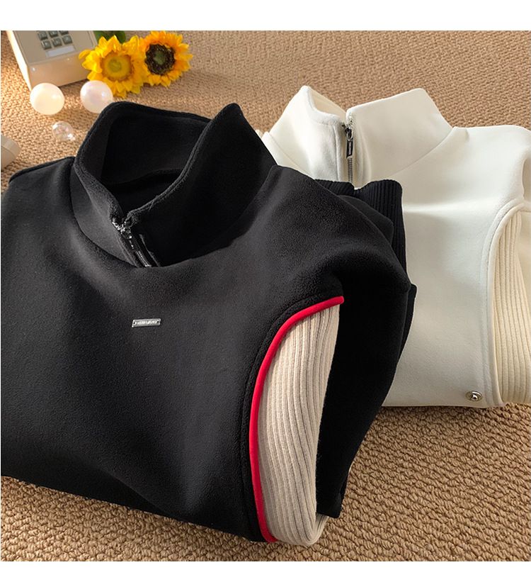 Stylischer Kapuzenpullover mit Stehkragen und halbem Reißverschluss für Herren – trendiges Farbblockdesign, bequemer und atmungsaktiver Polyesterstoff_voghion.com