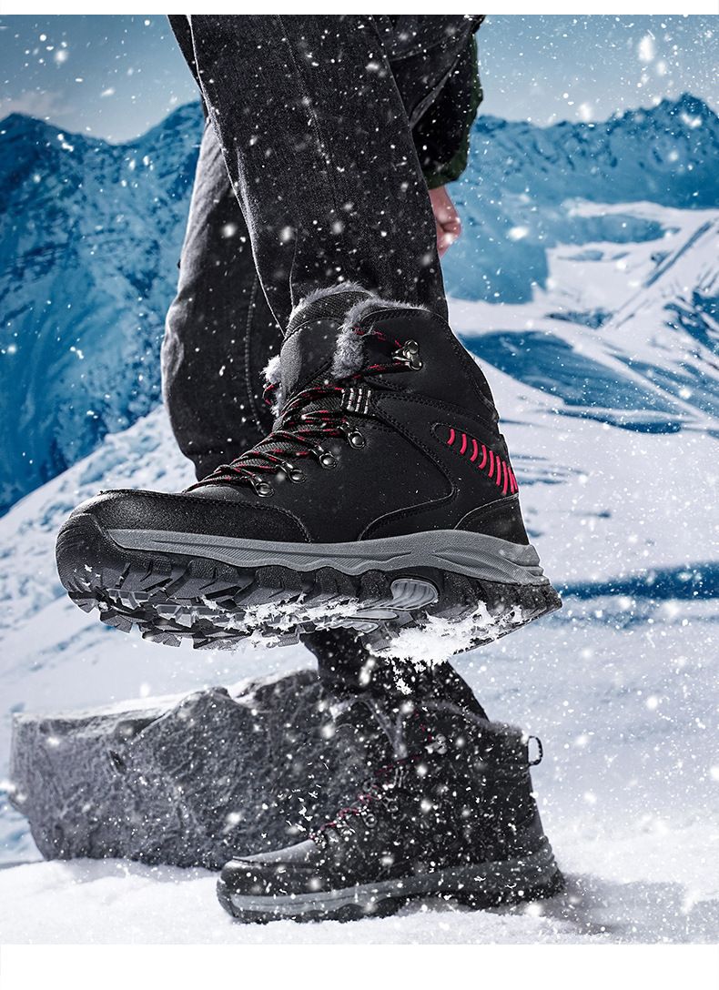 Chaussures décontractées pour homme, bottes de neige thermiques d'hiver avec doublure polaire, semelle en caoutchouc antidérapante, chaussures de randonnée montantes pour temps extrêmement froid._voghion.com