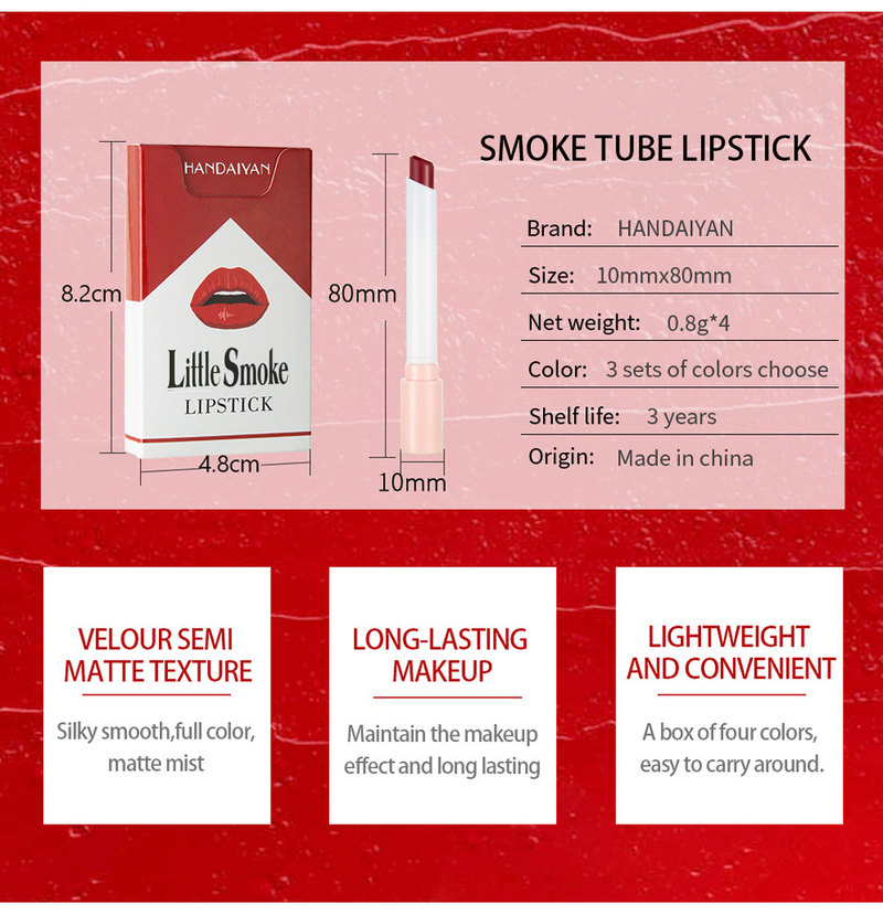 Juego de 4 pintalabios, terciopelo mate, Color de labios pequeño, no se decolora fácilmente, maquillaje perezoso, nuevo superventas, 2023_voghion.com