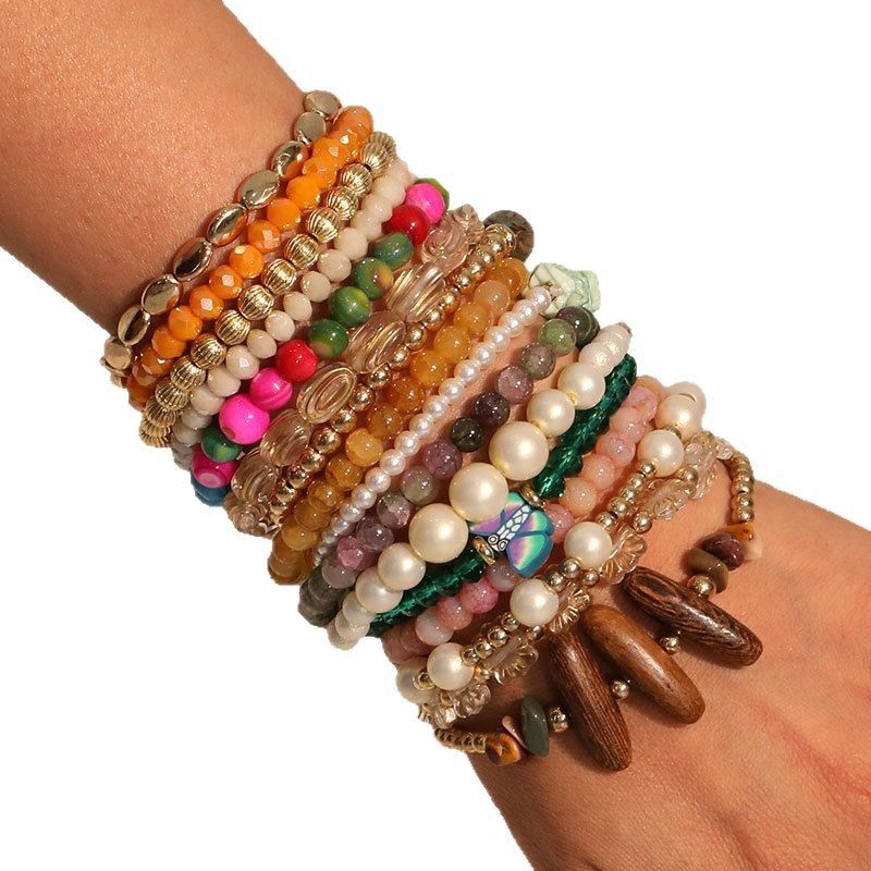 Böhmische Glas Perle Perlen Mode Multi-schicht Stapeln Armband Heißer Verkauf_voghion.com