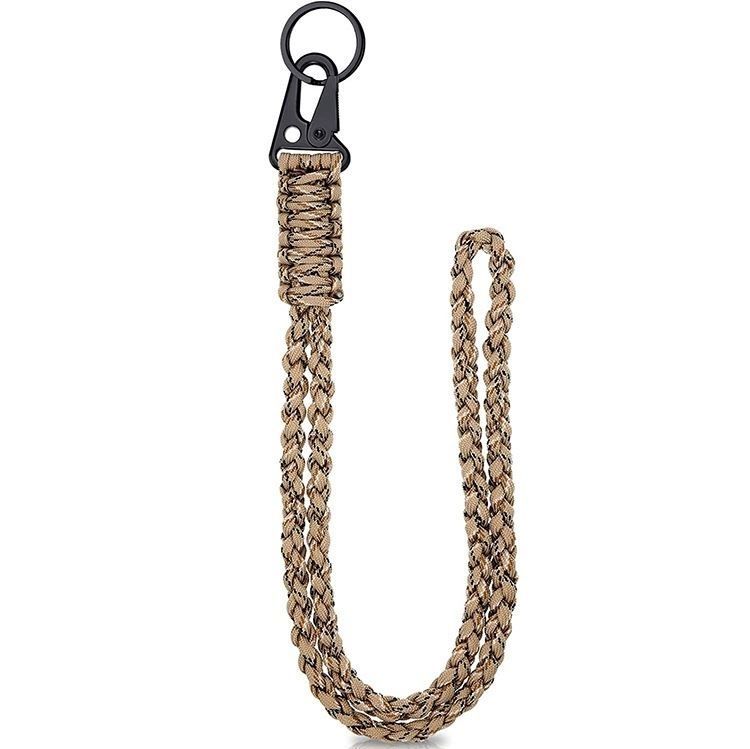 Robuuste gevlochten nekkoord sleutelhanger voor mannen en vrouwen, outdoor survival paracord ketting met camera portemonnee en sleutels_voghion.com