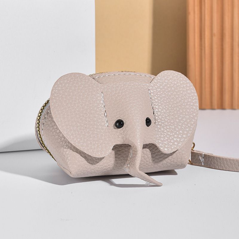 Cartoon Key Creative Elephant Coin Purse Zipper Hand Twist Lipstick Storage Card Bag_voghion.com