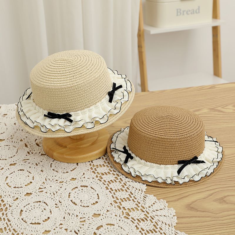 Borsa carina per bambini estivi nuovi set di due pezzi parasole cappello di paglia a sommità piatta per ragazza da sole_voghion.com