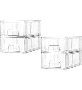 Vtopmart 4-teilige transparente stapelbare Schublade, 4,4 Zoll hohe Acryl-Badezimmer-Make-up-Box, Kunststoffbox geeignet für_voghion.com