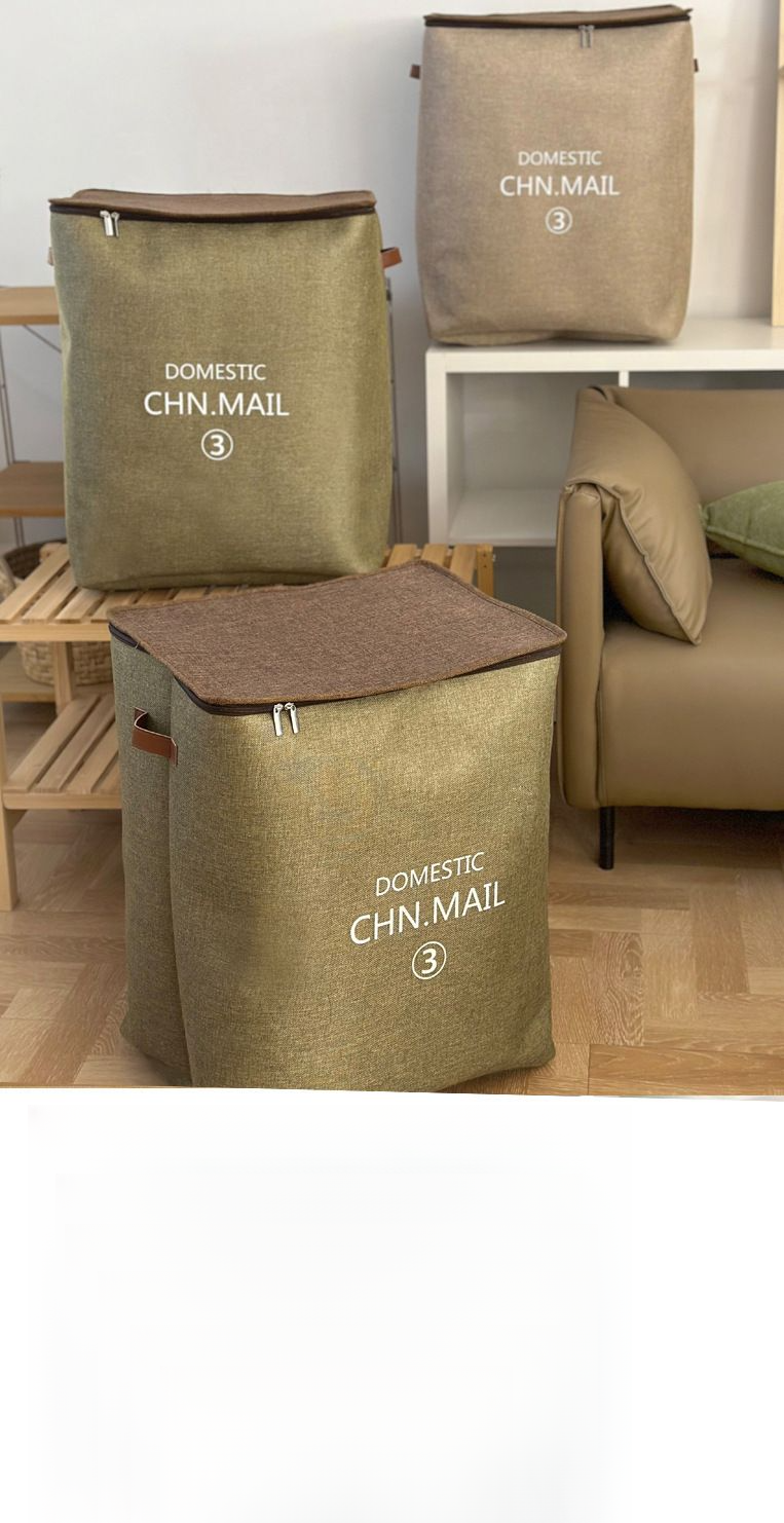 Household Fabric Zipper Quilt Bag Wardrobe Clothes Box Moving Dormitory Solid Color Handheld Storage Basket_voghion.com