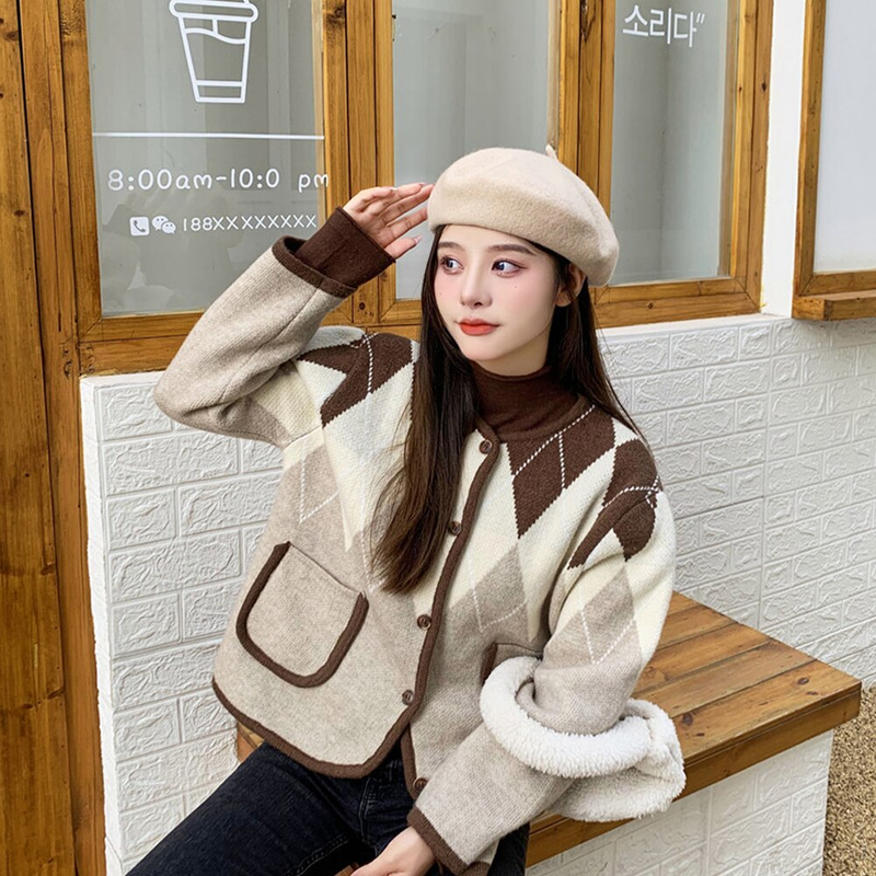 Damen-Wollmütze im französischen Künstlerstil, warme Wintermütze, Retro-Uni-Baskenmütze, einfarbig, elegante Dame, alles aufeinander abgestimmt_voghion.com
