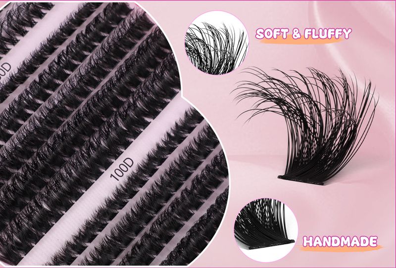 Cross border new 590 clusters of dense D curved single cluster false eyelashes set 12 16mm DIY segmented eyelashes_voghion.com