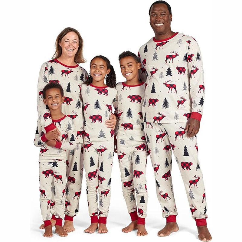 Family Matching Christmas Pajama Set - Long Sleeve Holiday Sleepwear With Tree Print (Adult & Kids & Pet Sizes)_voghion.com