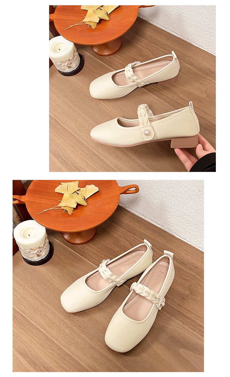 Außenhandel Dicken Absatz Nicht Müde Füße Perle Mode Schuhe Frühling Und Herbst frauen Schuhe Bogen Ein Pedal Einzelnen schuhe_voghion.com