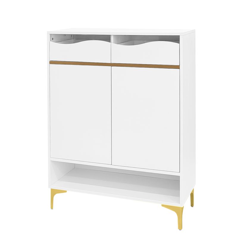 Meuble à chaussures blanc moderne avec éclairage LED 16 couleurs – Rangement gain de place pour couloir 80 x 35 x 105 cm avec tiroirs et étagères – Pour entrée, salon, couloir_voghion.com