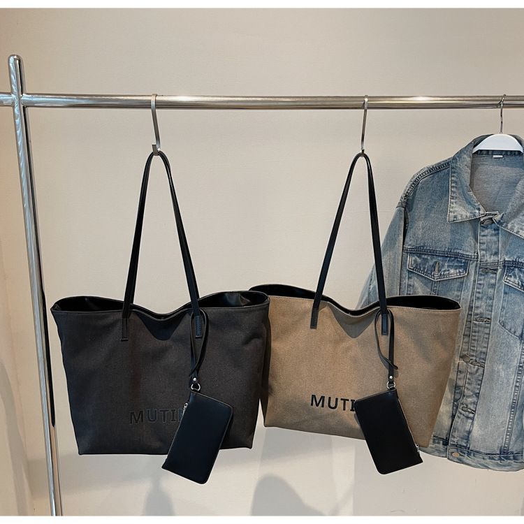 Borsa a tracolla casual in tela di grande capacità per donna, estiva, versatile, 2025, nuova, testurizzata, per studenti universitari_voghion.com