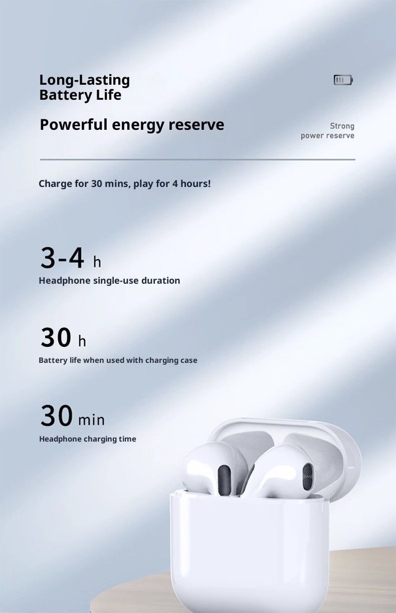 Słuchawki bezprzewodowe Pro4, 2024 słuchawki bezprzewodowe HiFi Stereo z mikrofonem z redukcją szumów ENC, długi czas odtwarzania w słuchawkach dousznych,_voghion.com