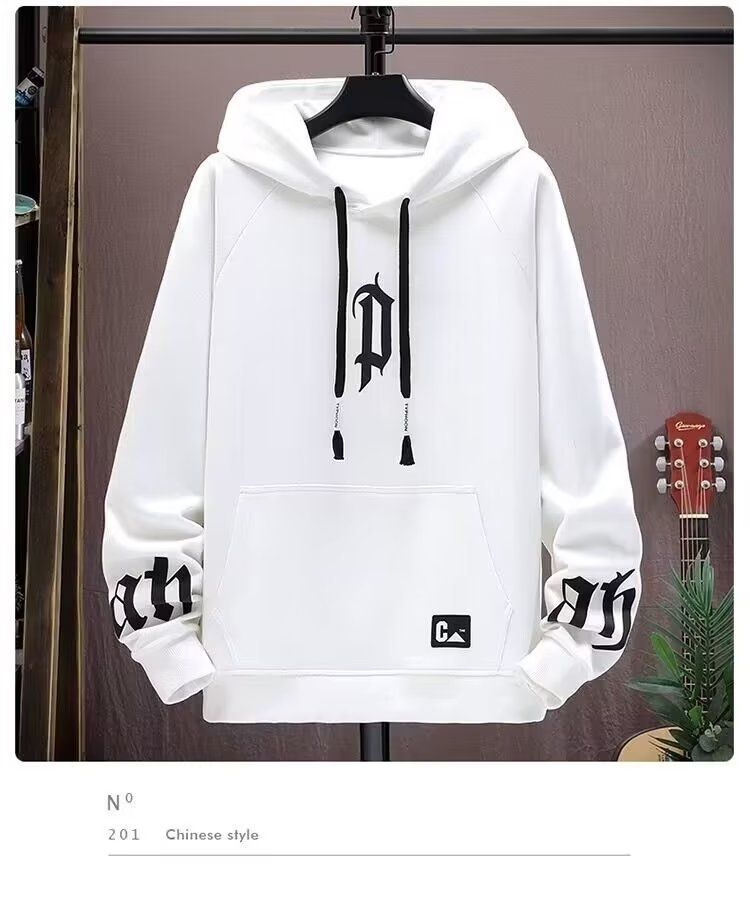 Felpa con cappuccio da uomo, marchio di abbigliamento maschile, autunno, sciolto, con stampa di lettere, design retrò, alta moda, bello_voghion.com
