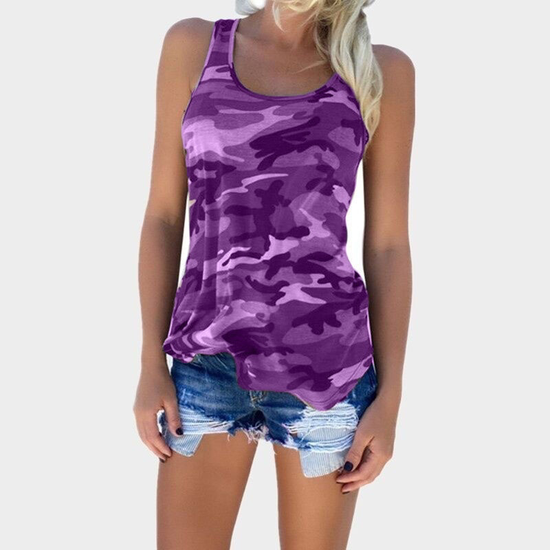 2023 Women's Summer New Camouflage Fashion Versatile Sleeveless Tank Top_voghion.com