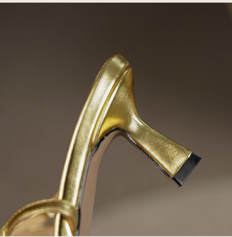 gold Line Of Thin High Heels, Chain French Open-toe High-heeled Sandals Fashionable Exquisite Versatile_voghion.com