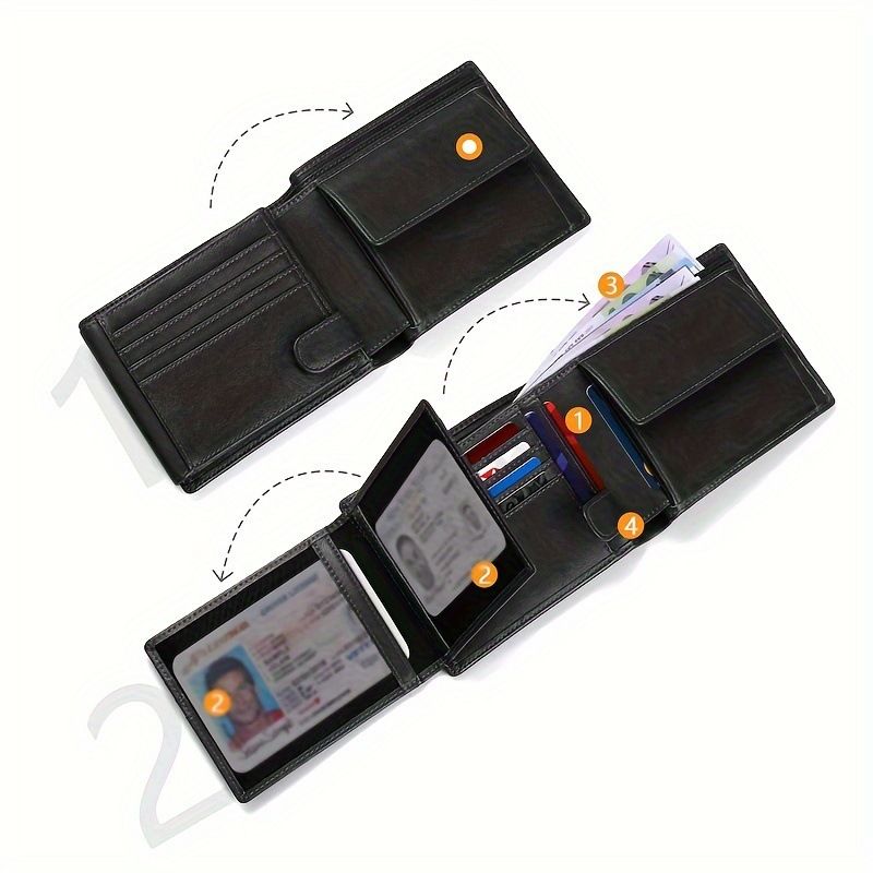 Double Loose-leaf Men's Wallet Multi-card Simple With Change Pocket Money Clip Anti-theft Brush Large Capacity Wallet_voghion.com