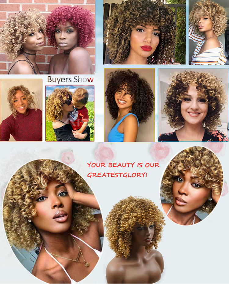 Perucă din fibră chimică en-gros, perucă afro, creță, africană, afro, cu breton complet, perucă făcută la mașină_voghion.com
