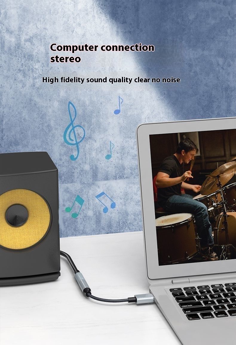 Amplificatore auricolare Scheda audio esterna USB per cavo audio da 3,5 mm Interfaccia foro circolare Computer desktop Cuffie portatili_voghion.com