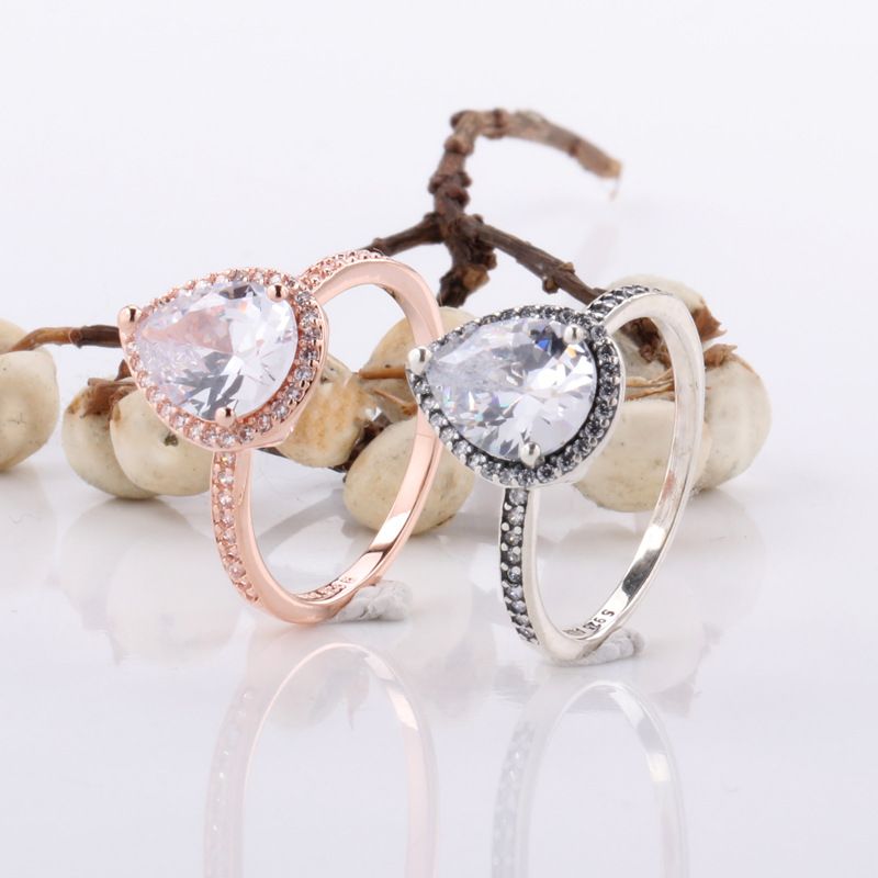 Women's Jewelry White Copper Pigeon Egg Ring Female Creative Water Drop Ring Teardrop Ring_voghion.com