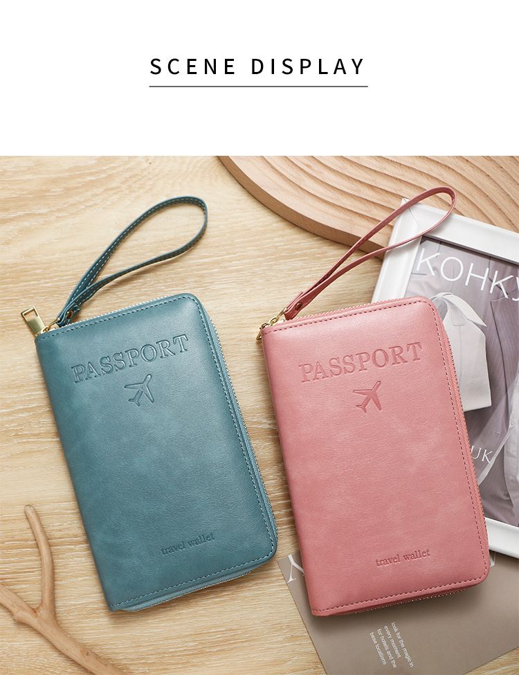 Passport Covers RFID Long Passport Holder Ticket Storage Document Bag Multifunctional Travel Zipper Handheld Passport Bag_voghion.com