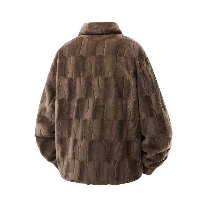 Herren-Premium-Ledermantel mit Nerz-Revers – Modejacke in europäischer Größe (Schwarz/Braun, S-2XL)_voghion.com