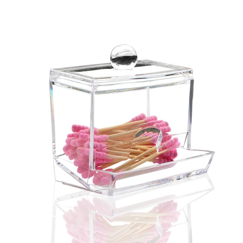 1pc Transparent Swab Holder Dispenser Modern Bathroom Storage For Swabs Pads Visible Organizer Vanity Accessory Compact Design_voghion.com